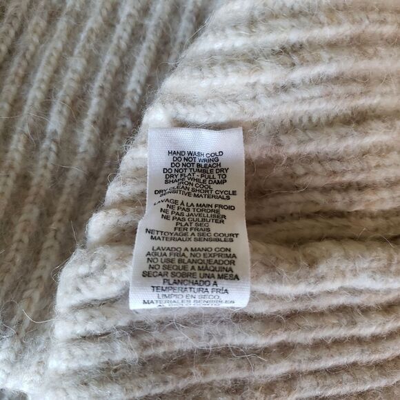 Thakoon Chunky Scarf Ribbed Knit Turtleneck Sweater Oatmeal Tan Size XL - Picture 10 of 11